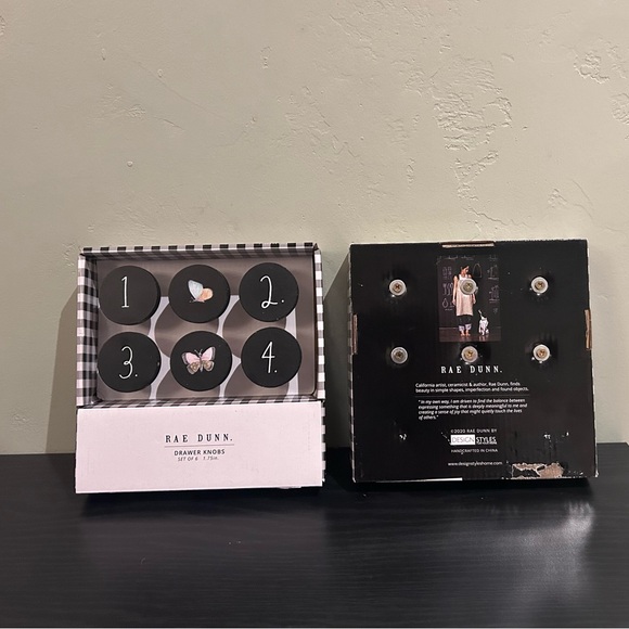 2 Box Sets of 6 Black And White Rae Dunn Round Wooden Drawer Knobs - Picture 3 of 8